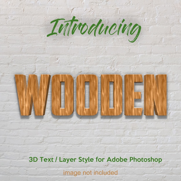 3d wood timber plank textured photoshop layer style text effects Premium Psd