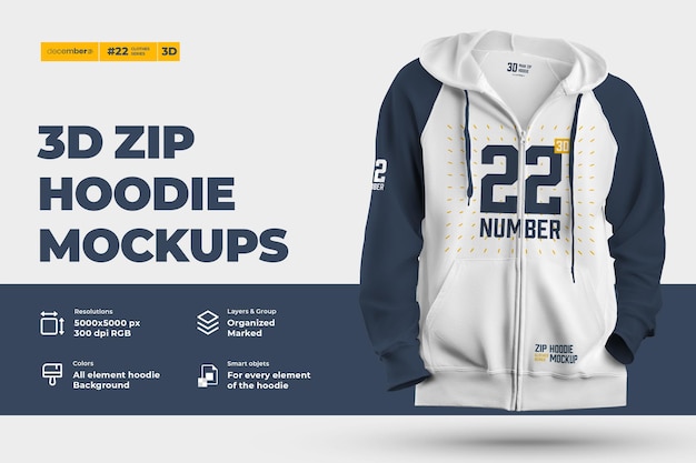 Download Premium PSD | 3d zip hoodie mockup. design is easy in ...