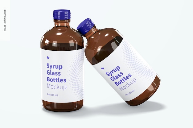 Download Free Psd 4 Oz Syrup Glass Bottles Mockup