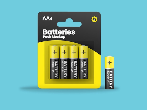 Download Premium Psd 4 Pack Battery Aa Mockup