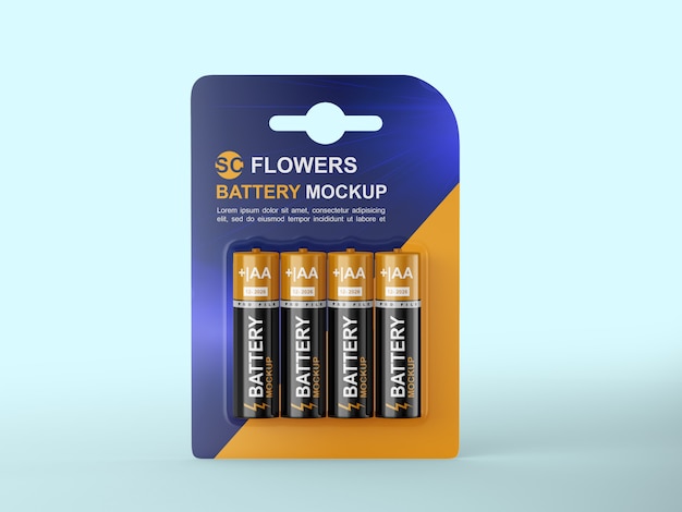 Download 4 pack battery aa mockup | Premium PSD File