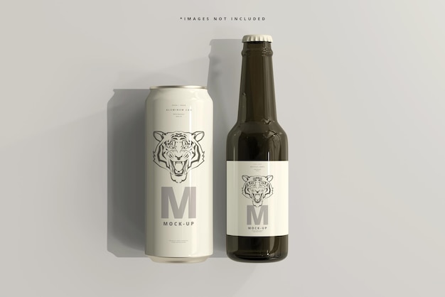 Download Free Psd 500ml Sleek Soda Or Beer Can With Bottle Mockup