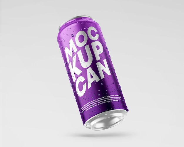 Download Premium Psd 500ml Soda Can Mockup With Water Drops