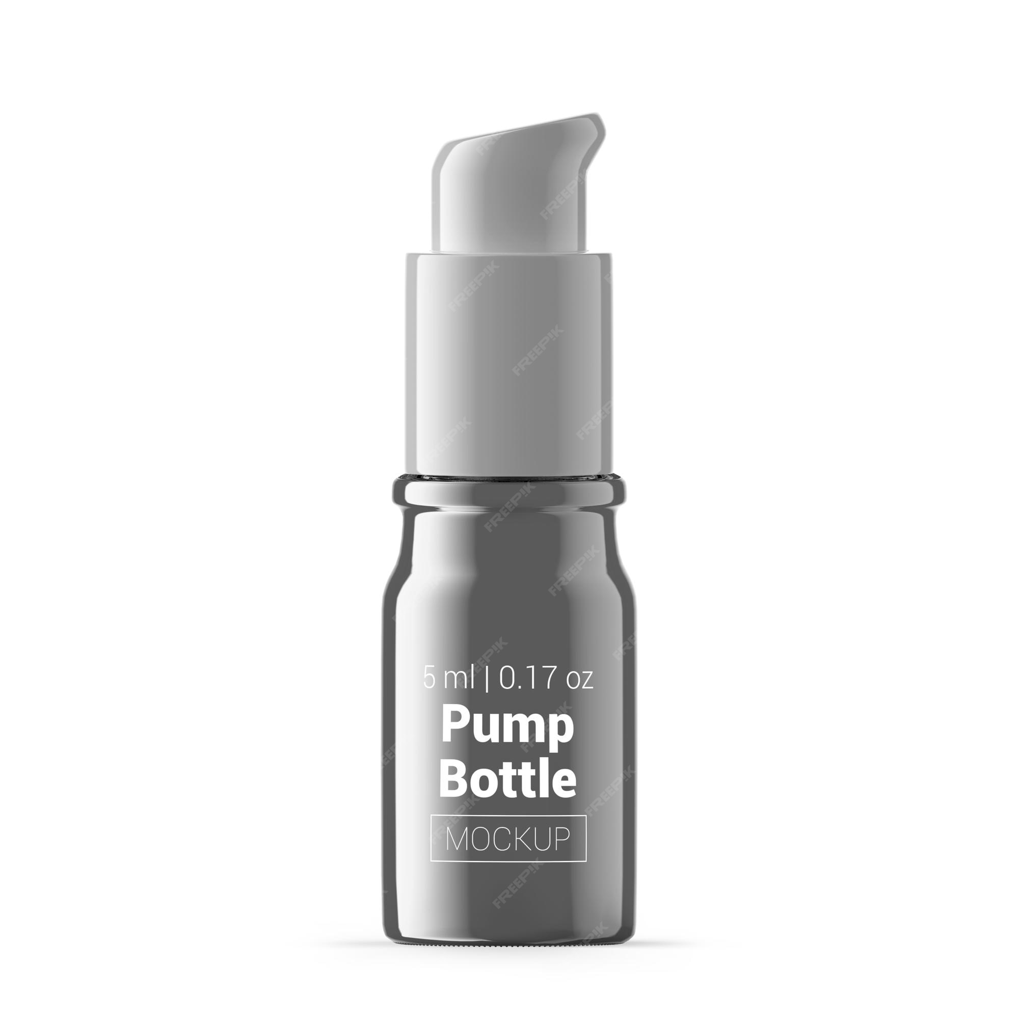 Premium PSD | 5ml silver glass pump bottle mockup