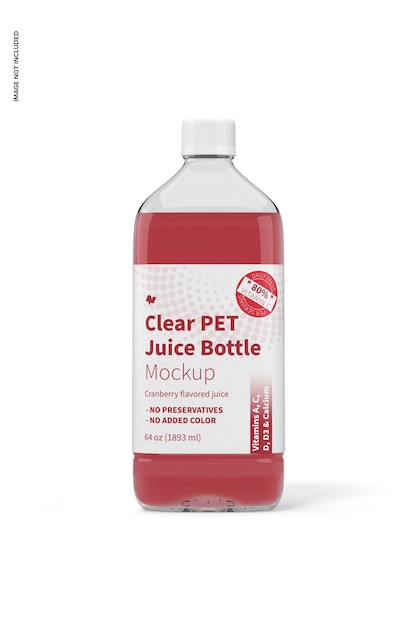 Download Free Psd 64 Oz Clear Pet Juice Bottle Mockup Front View