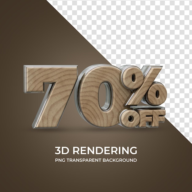 Premium PSD | 70 percent off 3d rendering isolated transparent