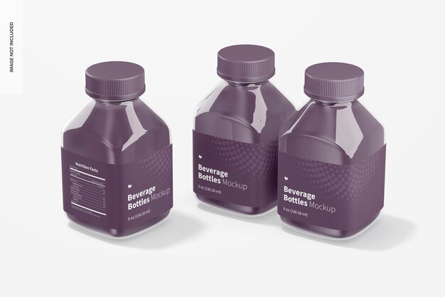 Download Free Psd 8 Oz Beverage Bottles Mockup