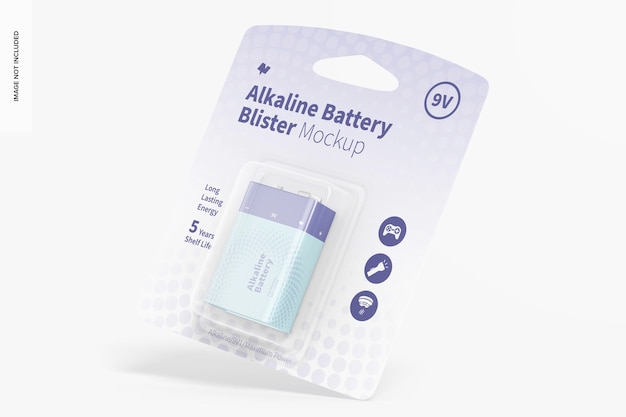 Premium PSD | 9v alkaline battery blister mockup