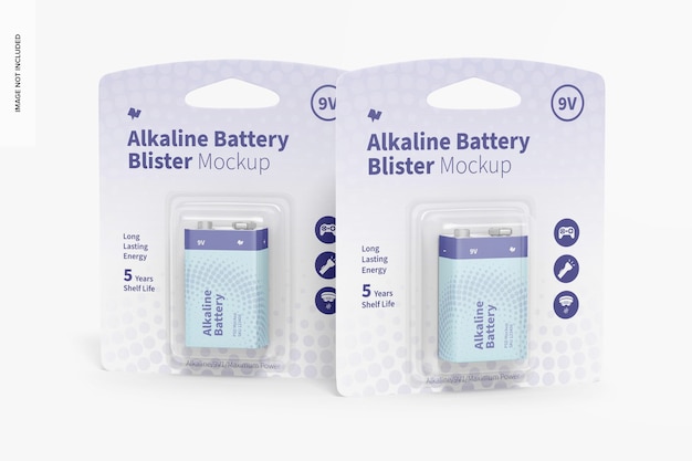 Premium PSD | 9v alkaline battery blisters mockup