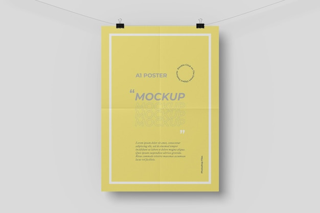 Download Free PSD | A1 poster mockup with a folding effect