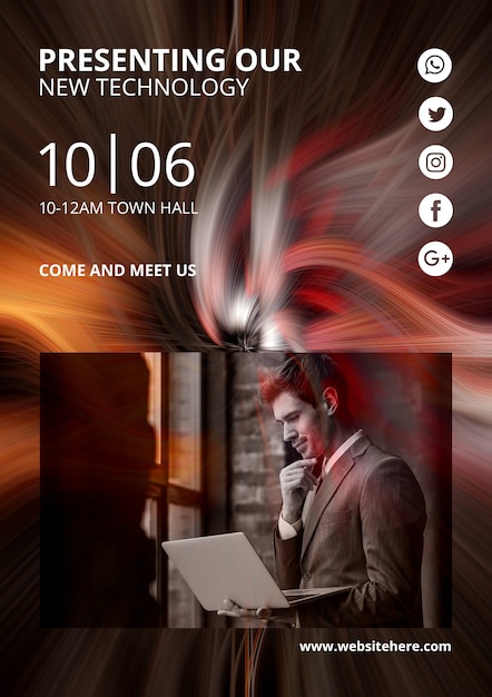A4 cover template with abstract technology background Free Psd