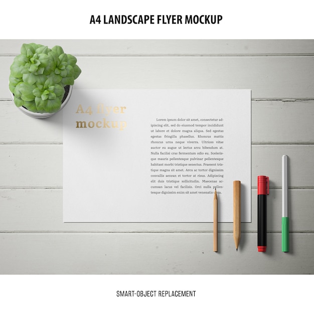 Download Free Psd A4 Landscape Flyer Mockup PSD Mockup Templates