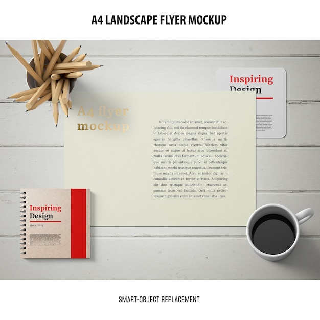 A4 landscape flyer mockup | Free PSD File