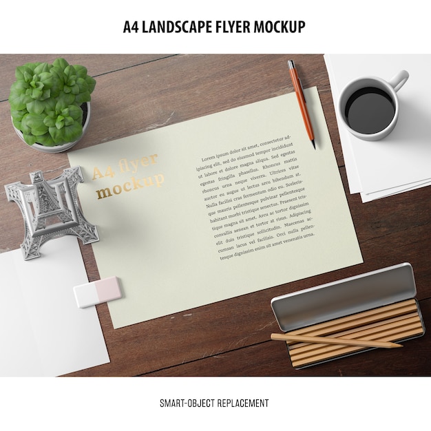 Download A4 landscape flyer mockup | Free PSD File
