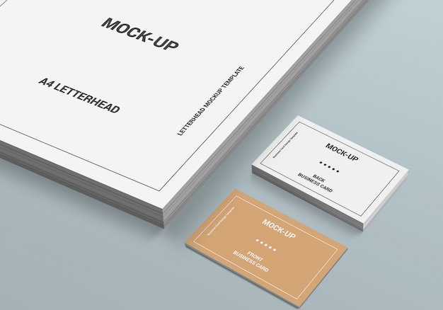 Download Premium Psd A4 Page And Business Card Mock Up PSD Mockup Templates