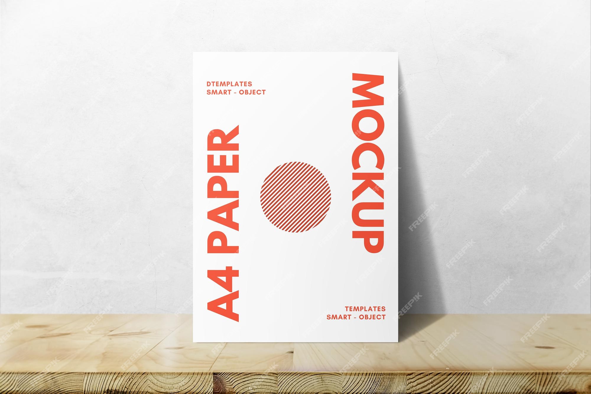 Premium PSD | A4 paper mockup with effect leaning on wall texture ...