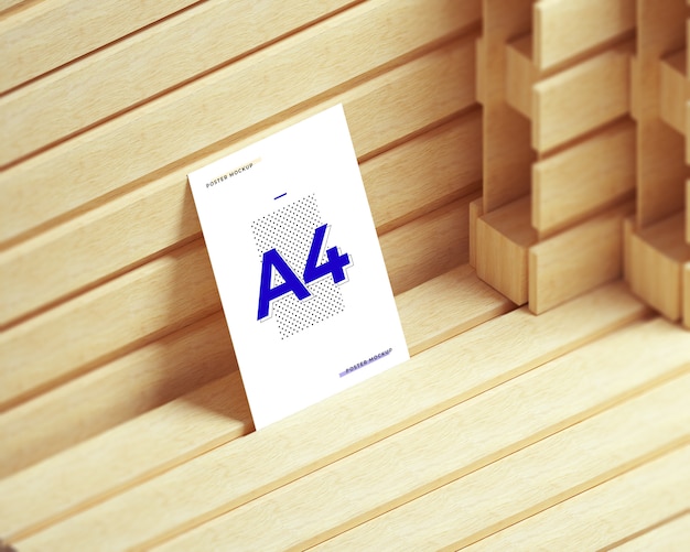 Premium Psd A4 Paper Poster Psd Mockup Mockup On Wooden Pallets