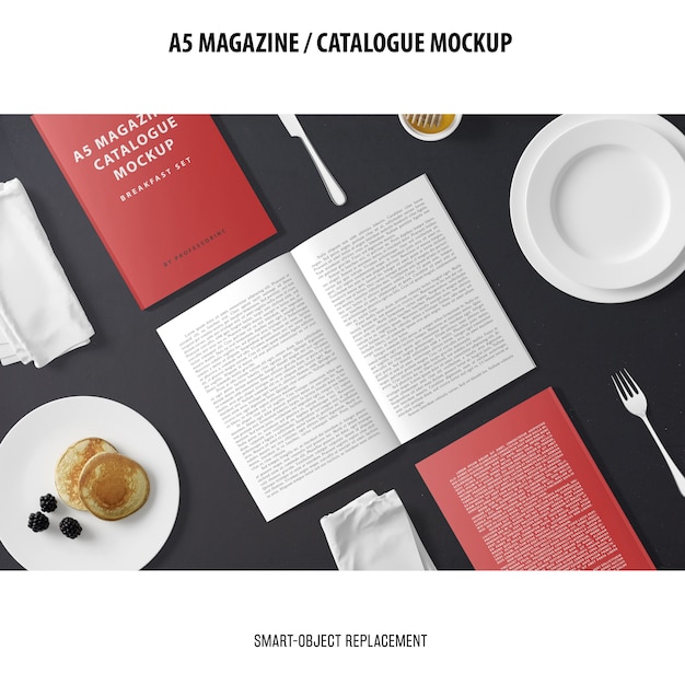 Download Free PSD | A5 magazine catalogue mockup