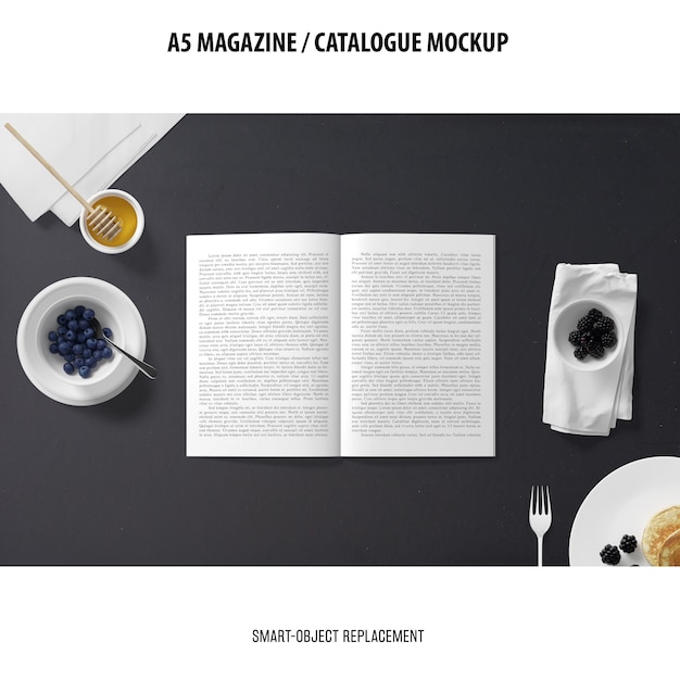 Download Free PSD | A5 magazine catalogue mockup