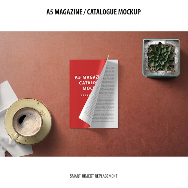 A5 magazine catalogue mockup PSD file | Free Download
