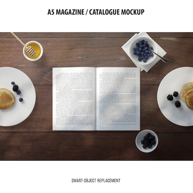 Download Free PSD | A5 magazine catalogue mockup