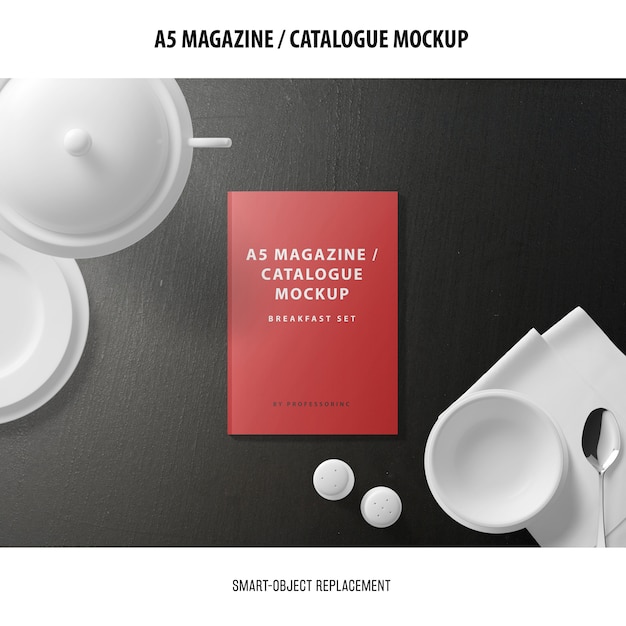 A5 magazine cover catalogue mockup | Free PSD File