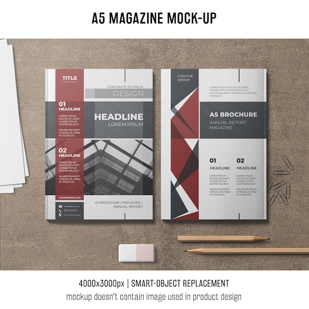 A5 magazine mockup of two PSD file | Free Download
