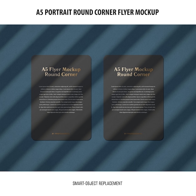 Download A5 round corner flyer mockup | Free PSD File PSD Mockup Templates