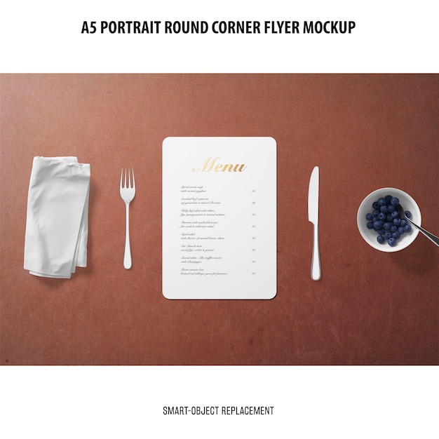 Download A5 round corner flyer mockup | Free PSD File