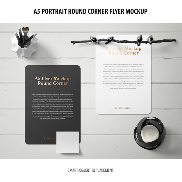 Download Free PSD | A5 round corner flyer mockup