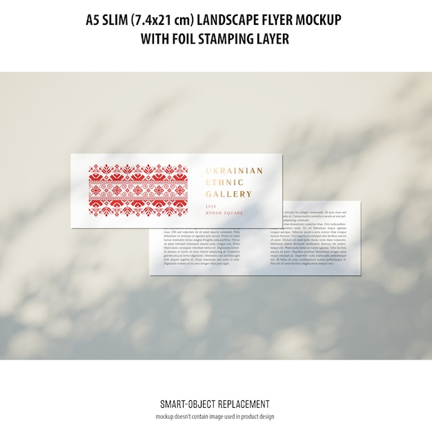 Free PSD | A5 slim landscape flyer mockup