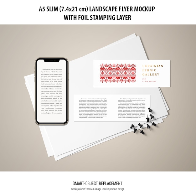 Download Free Psd A5 Slim Landscape Flyer Mockup
