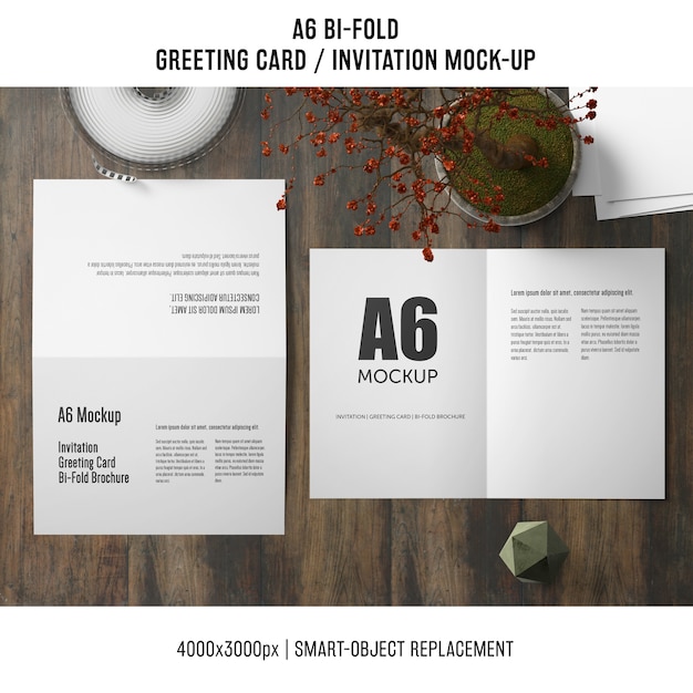 Download A6 bi-fold invitation card mockup | Free PSD File