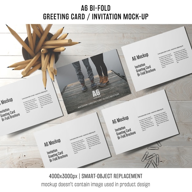 Download A6 Bi Fold Invitation Card Template With Pencils Psd Template New 6 000 Psd Mockups Packaging Free Download Templates PSD Mockup Templates