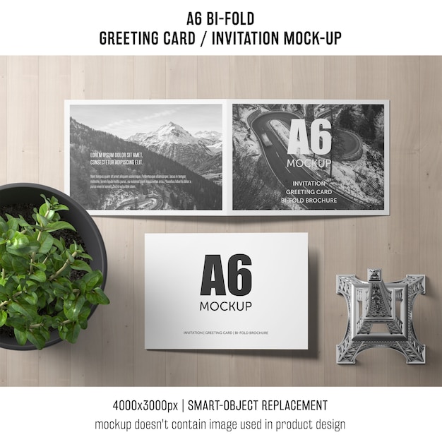 Download Free PSD | A6 bi-fold invitation card template with plant