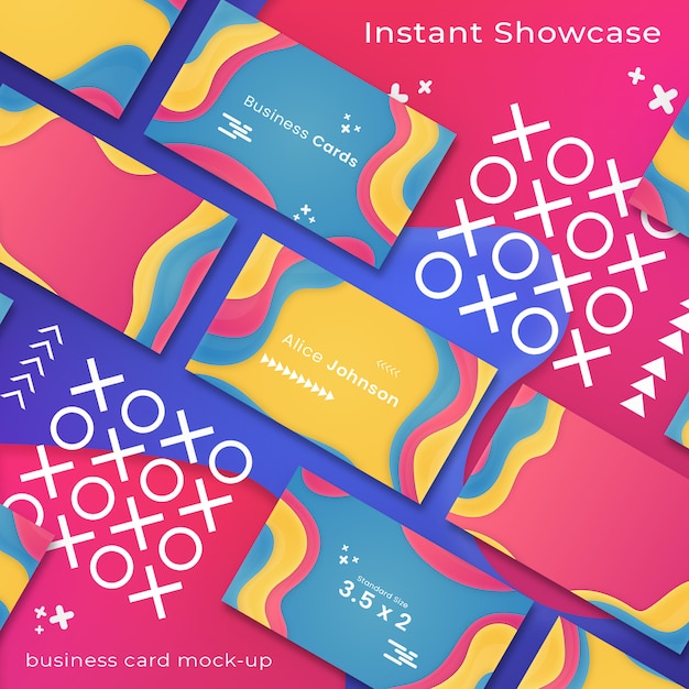Abstract, colorful business card mockup on colorful background PSD file | Premium Download
