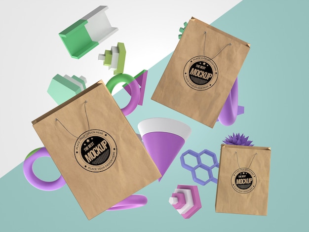 Download Free PSD | Abstract mock-up merchandise with paper bags