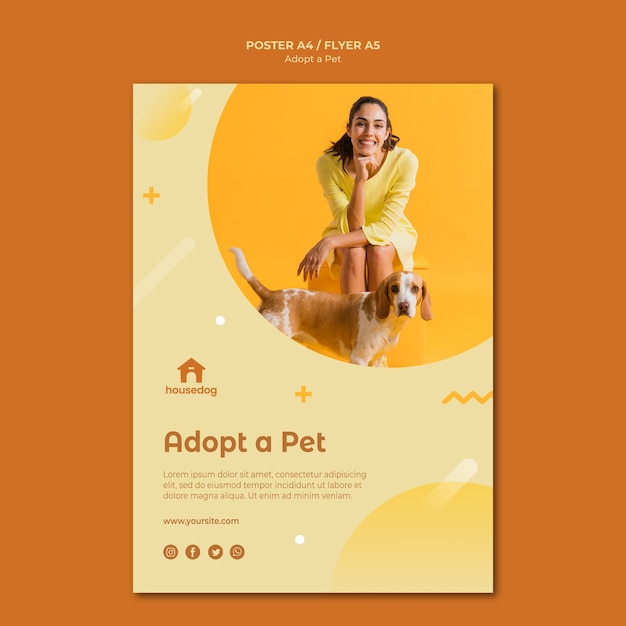 Download Free Psd Adopt A Dog Poster Template PSD Mockup Templates