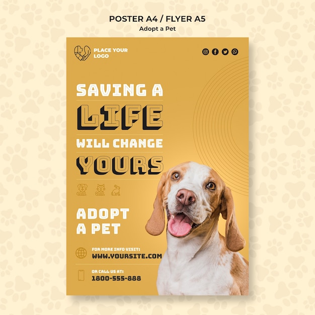 Free PSD Adopt a pet concept flyer template