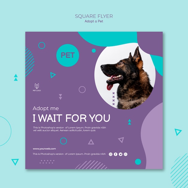 Adopt A Pet Concept Square Flyer Style Free Psd File