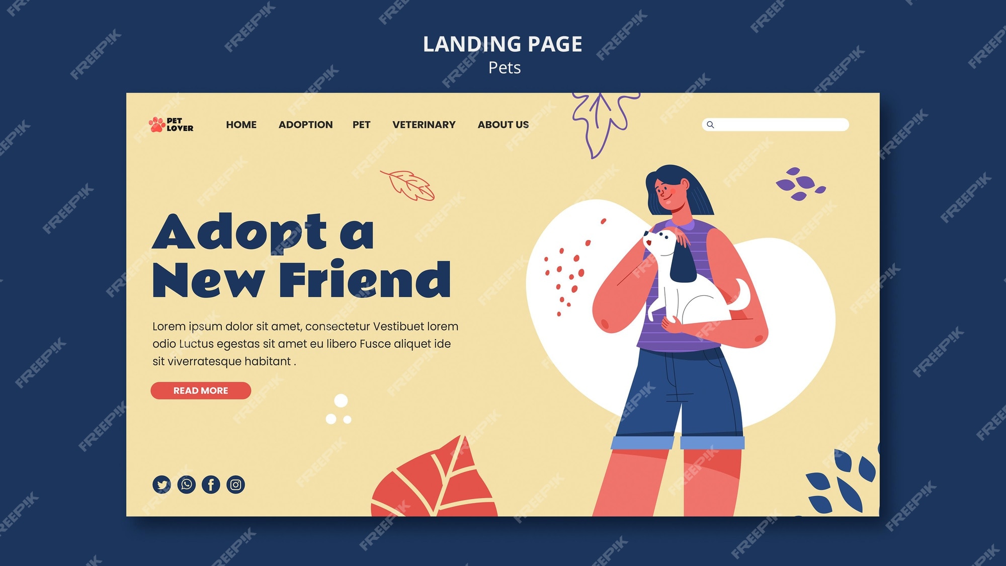 Premium PSD | Adopt a pet landing page