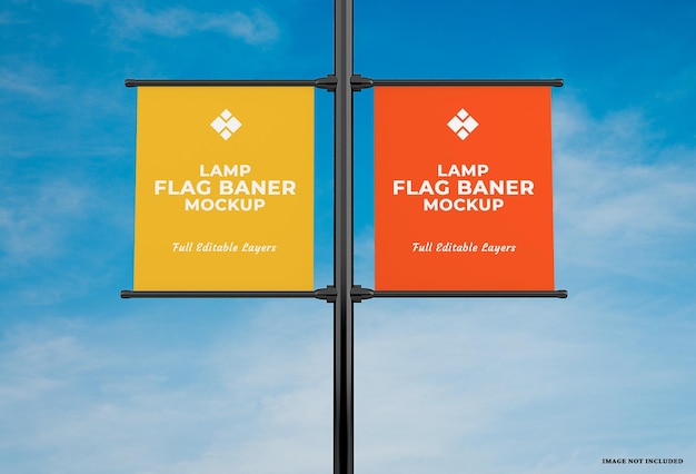 Premium PSD | Advertising lamp banner flag mockup design