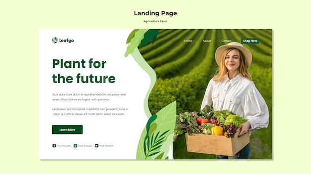 Free PSD | Agriculture Farm Concept Landing Page Template