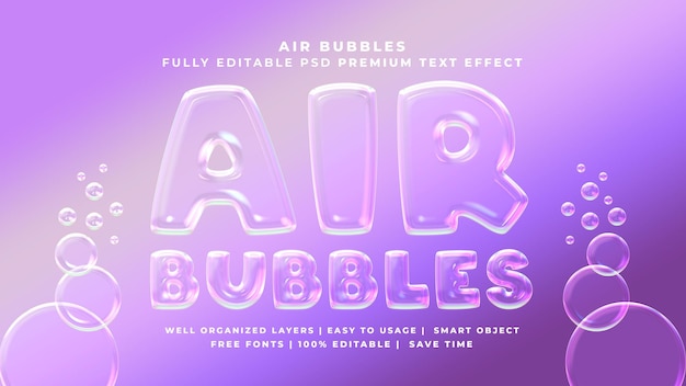 Premium PSD | Air bubbles psd text effect template