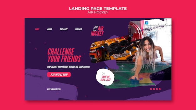 Free PSD | Air hockey challenge landing page