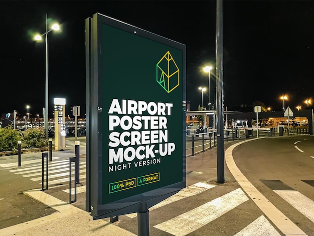 Download Premium PSD | Airport night street billboard mockup
