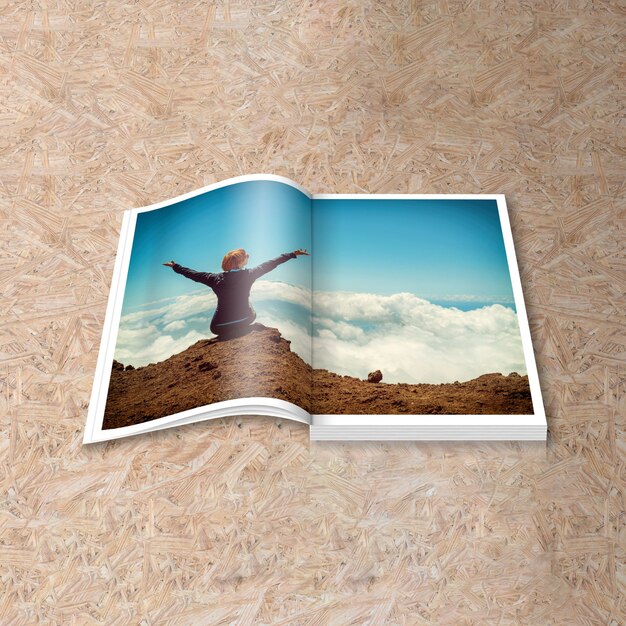 Download Album Magazine Photo Book On Wood Mockup Psd Mockup Download Free Mockups Design Realistic Templates