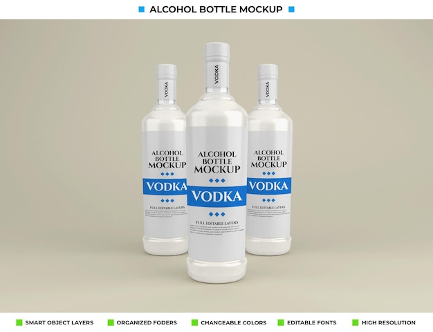 Download Premium Psd Alcohol Vodka Bottle Mockup In Drink Concept