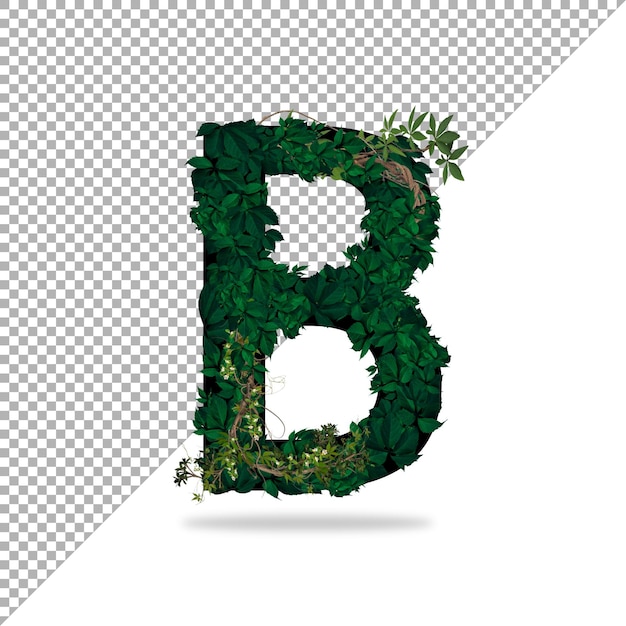 Premium PSD | Alphabet B With 3d Leaf Effect In Psd With Transparent ...