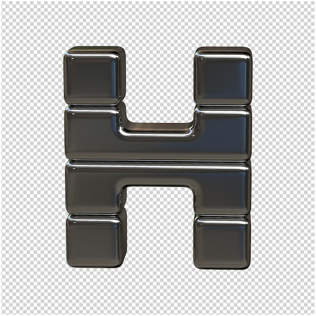 Premium PSD | Alphabet made from silver bars. 3d letter h